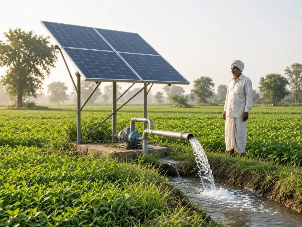 Solar water pump in a farm